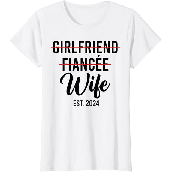Girlfriend Fiancee Wife Wedding Married Groom Est. 2024 T-Shirt