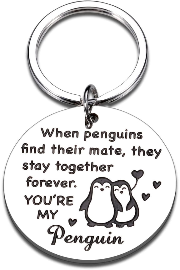 Girlfriend Gift for Boyfriend Penguin Valentine Gift Husband Gift for Wife First Anniversary Steel Gift for Couple Cute Couple Keychain 11 25th Anniversary Christmas Valentine Gift for Couple