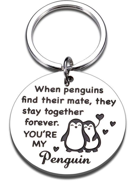 Girlfriend Gift for Boyfriend Penguin Valentine Gift Husband Gift for Wife First Anniversary Steel Gift for Couple Cute Couple Keychain 11 25th Anniversary Christmas Valentine Gift for Couple