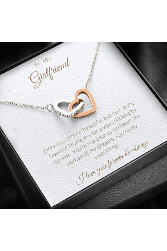 to Girlfriend Interlocking Hearts, Message Card From Boyfriend, Anniversary Girlfriend, Jewelry Message Meaningful 111, Multi Interlocking Heart Necklace