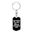 thumbnail image 1 of Girlfriend Of Best Firefighter Stainless Steel or 18k Gold Premium Swivel Dog Tag Keychain, 1 of 10