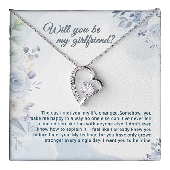 Be My Girlfriend Proposal Future Girlfriend Necklace, A Meaningful Necklace Perfect For Anniversaries Birthdays Valentine V869, White Forever Love Necklace