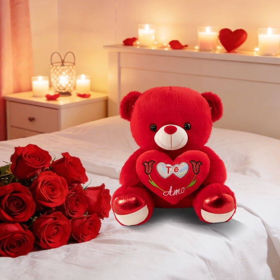 Girlfriend Rose Doll Plush Toy,Romantic Gift Bear for Holiday Celebration Birthday Anniversary Home Display and Cozy Decoration,Adorable Soft Companion for Loved Ones and Gift Giving-Red