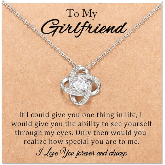 Girlfriend Soulmate Necklace Gifts for Girlfriend/Wife/Soulmate, Romantic Gift for Her Love Knot Necklace Jewelry Birthday Christmas Gifts for Girlfriend from Boyfriend