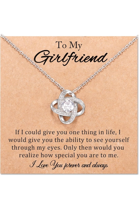 Girlfriend Soulmate Necklace Gifts for Girlfriend/Wife/Soulmate, Romantic Gift for Her Love Knot Necklace Jewelry Birthday Christmas Gifts for Girlfriend from Boyfriend