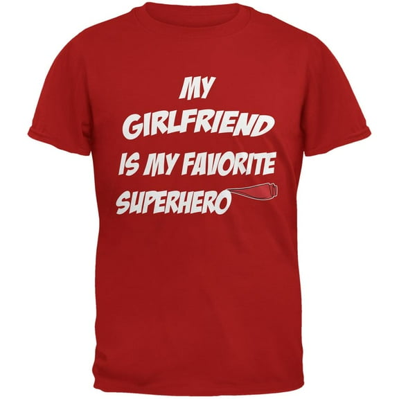 Girlfriend is My Superhero Red Adult T-Shirt - Small