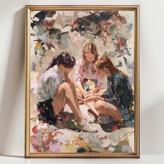 Girlhood Art Nostalgic Friendship Teen Girls Illustration Impressionist Art