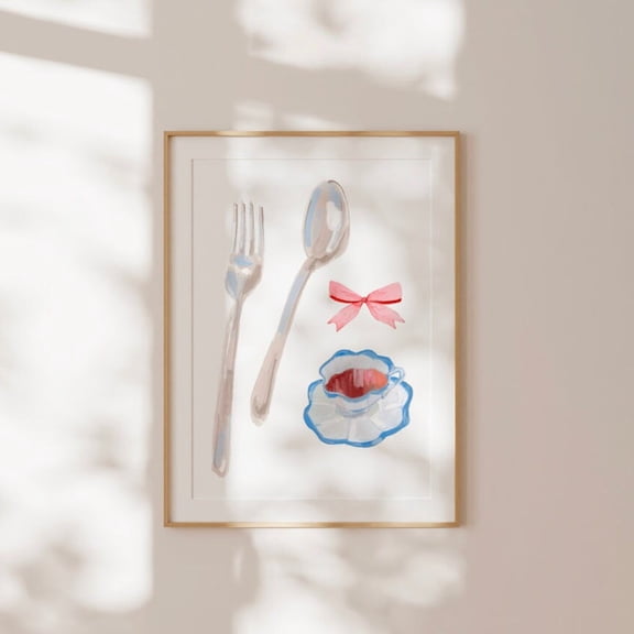 Girlie Coffee Silverware Trendy Decor, Kitchen Wall Art, Cottagecore Wall Art, Modern Wall Decor For Living Room, 12x18 UNFRAMED