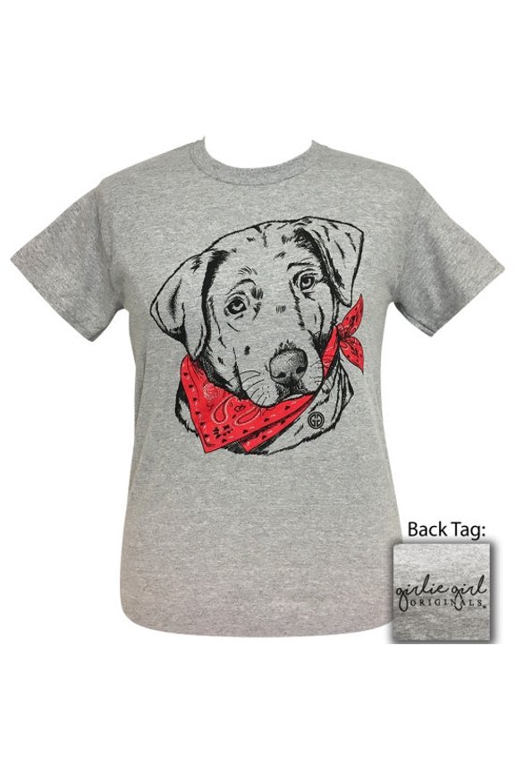 Girlie Girl Originals Preppy Bandana Lab Dog Grey T-Shirt
