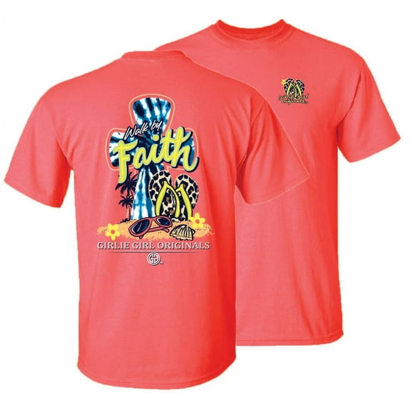 Girlie Girl Originals Walk by Faith Preppy Womens Short Sleeve T-Shirt Adult Navy - X-Large