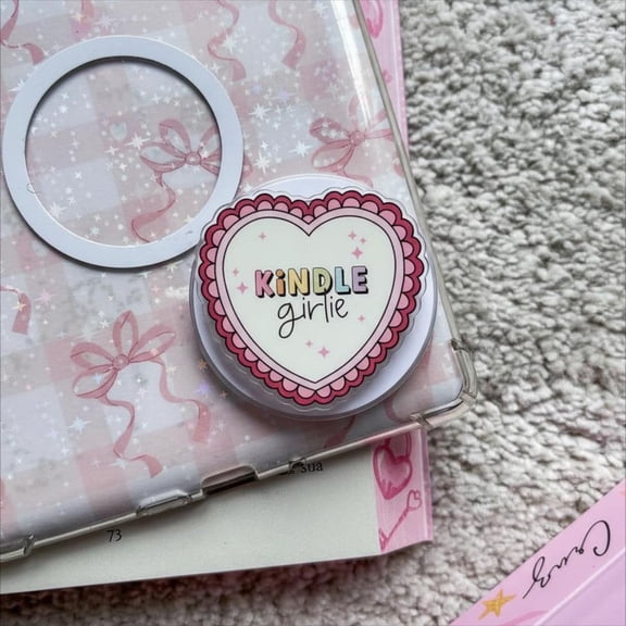 Girlie MagSafe Phone Grip Heart-Shaped Magnetic Phone Holder, Cute Popgrip for E-Readers & Book Lovers