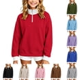 thumbnail image 1 of Girls' 1/4 Zipper Sweatshirts Casual Oversized Long Sleeve Pullover Tops Cute Half Zipper Hoodie Sweater Size 9-10 Years, 1 of 8