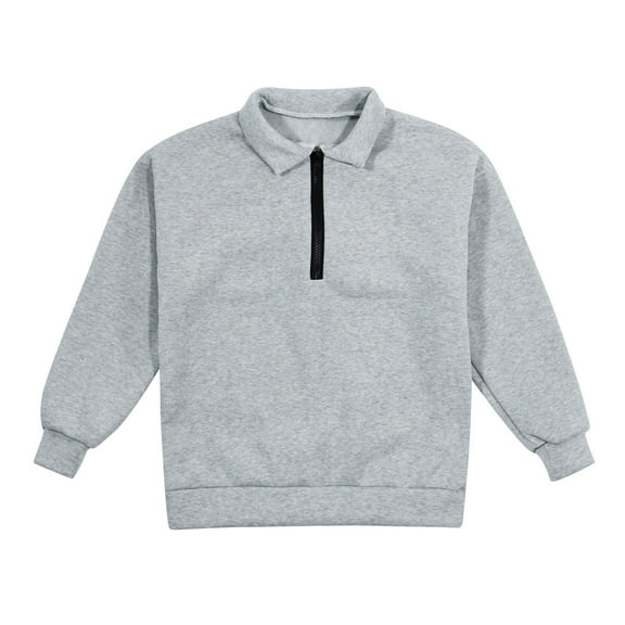 Girls' 1/4 Zipper Sweatshirts Casual Oversized Long Sleeve Pullover Tops Cute Half Zipper Hoodie Sweater