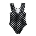 thumbnail image 1 of Girls 1-Piece Swimsuit Ruffles Outfits Hollow Bikini Dot Print Ruffle Hem Bathing Suit, Size 7 Years-14 Years, 1 of 7