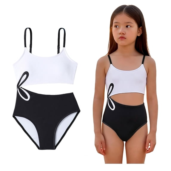 Girls 1 Piece Swimsuits Cut Out Swimming Suits Quick Dry Beach Swimwear Bikini Swim Suit for Girls 11-12 Years