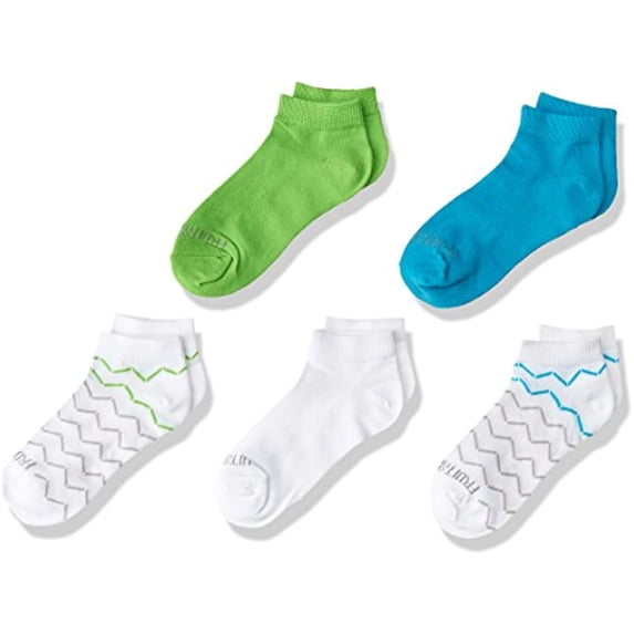 Fruit of the Loom Girls Little Everyday Essential Cushion Low Cut Socks (10 Pack), White/Blue/Green, Medium (Shoe Size: 10.5-4)