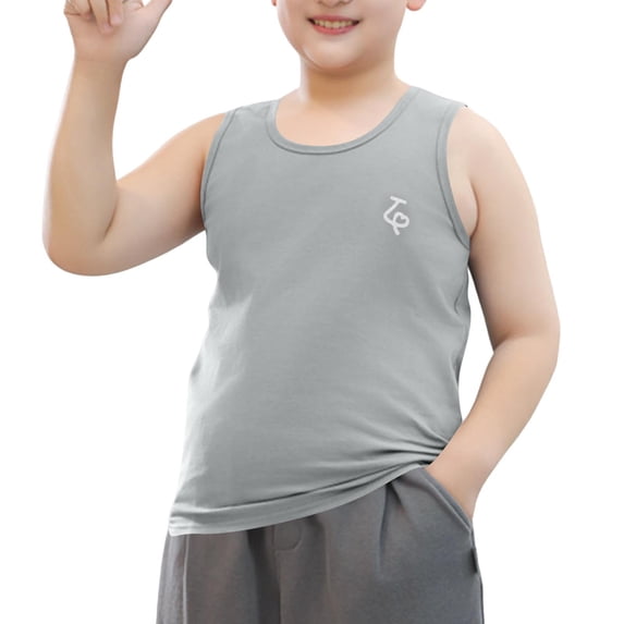 Girls 100% Cotton Tank Top Dark Gray Sleeveless Crew Neck Soft Breathable Summer Tops for Kids Ages 9-15,Size 9-10T