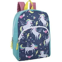 15"L Playful Printed Backpack for Travel and Commuting in Flying Unicorns