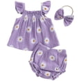 thumbnail image 1 of Girls 18 Month Clothes Toddler Girl Clothes Baby Summer Outfits Gingham Ruffle Sleeveless Vest Shirt Tank Tops Pants Set 1T 2T 3T 4T 5T,Purple, 1 of 5