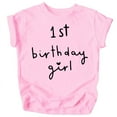 thumbnail image 1 of Girls 1st Birthday Shirt Heart Birthday Girl Shirt for Baby Girls One Year Old Retro Birthday Black on Pink Shirt 12 Months, 1 of 2