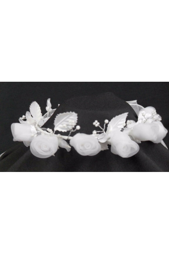 Girls 1st Communion Dress Wedding Flower Girl White Tulle Veil Wreathe 19.5"