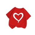 thumbnail image 1 of Girls 2-11 Years Short Sleeve T-Shirt Cute Heart Print Casual Crew Neck Summer Top for Kids Red 3 Years, 1 of 5