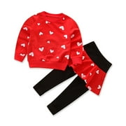 MINKIDFASHION Girls 2 PCS T shirt Pants Clothing Sets Red 7T