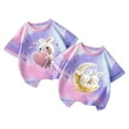 thumbnail image 1 of Girls 2-Pack Bow Print Short Sleeve Round Neck T-Shirt, Soft Cotton Casual Top, Summer Daily Wear, 2-11 Years, 1 of 9