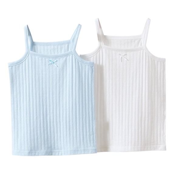 Girls 2 Pack Cami Undershirts Cotton Tank Tops Spaghetti Strap Soft Sleeveless Shirts for Girls Size 2-11 Years