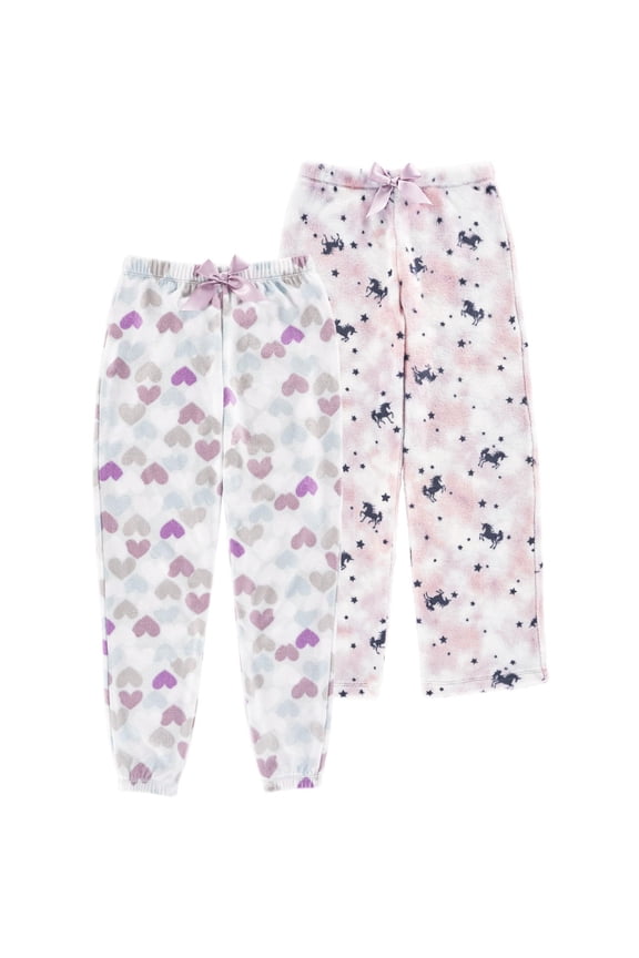 Girls 2 Pack Plush Pajama Pants