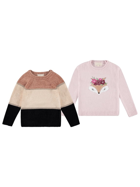 Girls' 2-Pack Sweaters: The Ultimate Duo of Cute & Cozy! Perfect for Sizes 6-12, Choose from Adorable Styles!