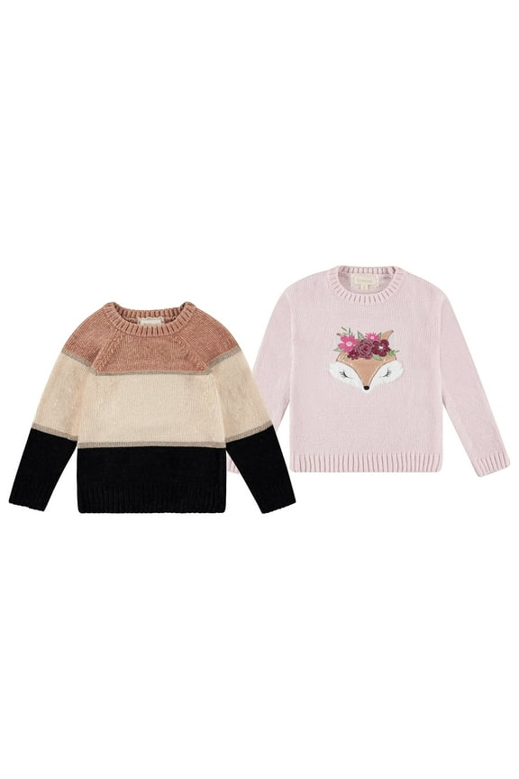 Girls' 2-Pack Sweaters: The Ultimate Duo of Cute & Cozy! Perfect for Sizes 6-12, Choose from Adorable Styles!