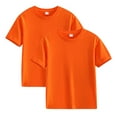 thumbnail image 1 of Girls 2 Pack T-Shirts, Girls' Cotton Short Sleeve Shirts, Toddler Crewneck Summer Tops Tees Kids Solid Color Classic T-Shirt,Ot-12,B-3-Orange,4T, 1 of 6