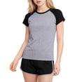 thumbnail image 1 of Girls 2 Piece Activewear Set Raglan Sleeve Moisture Wicking Breathable Polyester Athletic Shorts Set 4-14 Years Gray,Size 9-10T, 1 of 6