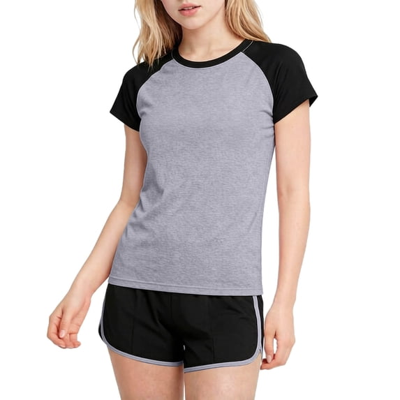 Girls 2 Piece Activewear Set Raglan Sleeve Moisture Wicking Breathable Polyester Athletic Shorts Set 4-14 Years Gray,Size 9-10T