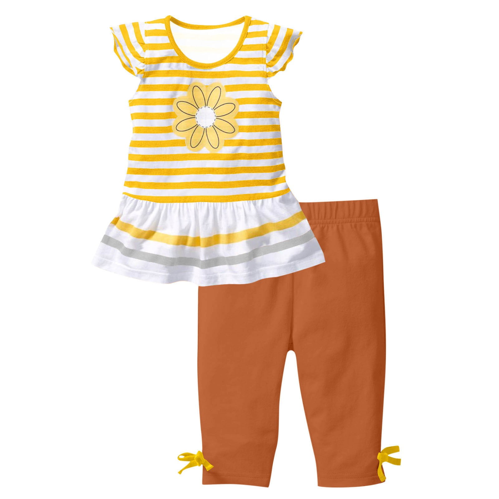 Forever Beautiful 2-Piece Girls Summer Set – Cream & Navy Blue