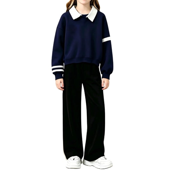 Girls 2 Piece Outfit Fall Long Sleeve Pullover Sweatshirt and Sweatpants Set Kids Tracksuit Sweatsuit Set Fashion Clothes