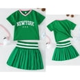 thumbnail image 1 of Girls 2 Piece Outfit Short Sleeve V-Neck Tee with Pleated Skirt Tennis Outfits 2-3 Years Girls Clothes, 1 of 9