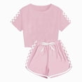 thumbnail image 1 of Girls 2 Piece Outfits Crop Tops and Shorts Set Soft Cotton Clothing Sets Sports Tracksuit Pink 5-6 Years, 1 of 6