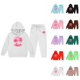 thumbnail image 1 of Girls 2 Piece Outfits Girl Sets Child Toddler Boys Girls Long Sleeve Solid Warm Hoodie Pullover Tops Pants Kids Outfits Sweat Suit, 1 of 4