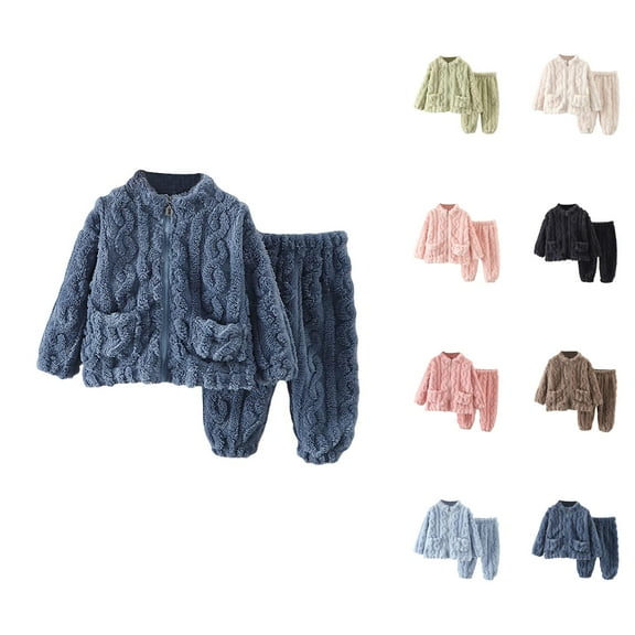 Girls 2 Piece Outfits Girls Sets Girls Flannel Pajama Set Warm Winter Outfit Soft Sleepwear For Toddler Kids Cozy Home Loungewear