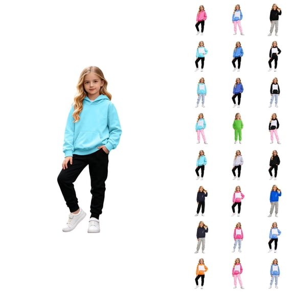 Girls 2 Piece Outfits Hoodie Sweatpants Sweatsuits Set | for Girls, Girls,Long Sleeve Drop Shoulder Sweatshirts Pants