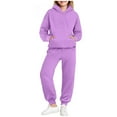 thumbnail image 1 of Girls 2 Piece Outfits Hoodie Sweatsuit Sets Oversized Sweatshirt and Baggy Fall Fashion Sweatpants with Pockets New Fall Sets for Girls Beach Purple 4-5 Years, 1 of 5