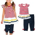 thumbnail image 1 of Girls 2 Piece Outfits Kids Clothes Cute Cool Girl Crop Tops + Pants Summer Clothing Sets Watermelon Red 9-10 Years, 1 of 4