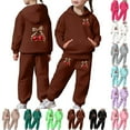 thumbnail image 1 of Girls 2 Piece Outfits Leopard Bow Cherry Print Sweatsuit Long Sleeved Sweatshirt Sweatpants With Pockets Tracksuit Sets Grey 3 Y-4 Y, 1 of 7