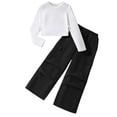 thumbnail image 1 of Girls 2 Piece Outfits Long Sleeve Crop Top Sweatshirt and Cargo Pants Kids Teen Athletic Fall Outfits Clothing Sets Tracksuit, 1 of 7