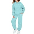 thumbnail image 1 of Girls 2 Piece Outfits Long Sleeve Hooded Sweatshirt and Jogger Pants Set with Pocket Sweatsuits for Kids Fall Winter 2-13 Years, 1 of 4