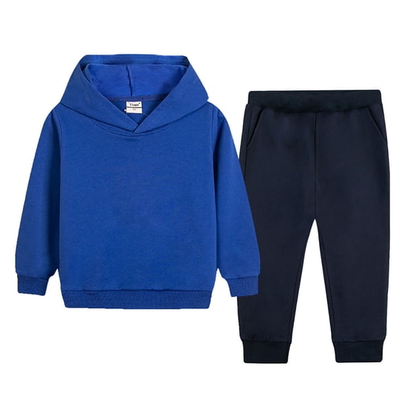 Girls 2 Piece Outfits Long Sleeve Hoodie Jogger Sweatpants with Pockets Hooded Sweatsuit for Girls 12M-12T