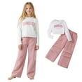 thumbnail image 1 of Girls 2 Piece Outfits Long Sleeve Letter Print T-Shirt Top and Cargo Pants Sets Girl Spring Clothes Girl Outfits Size 8-9 Years, 1 of 3