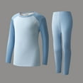 thumbnail image 1 of Girls 2 Piece Outfits New Children's Warm Underwear Set Home Wear Fall Winter Boys and Girls Color Blocked Wool and Silk with Fleece Lining Pants Style B-19 Blue 11 Years, 1 of 8